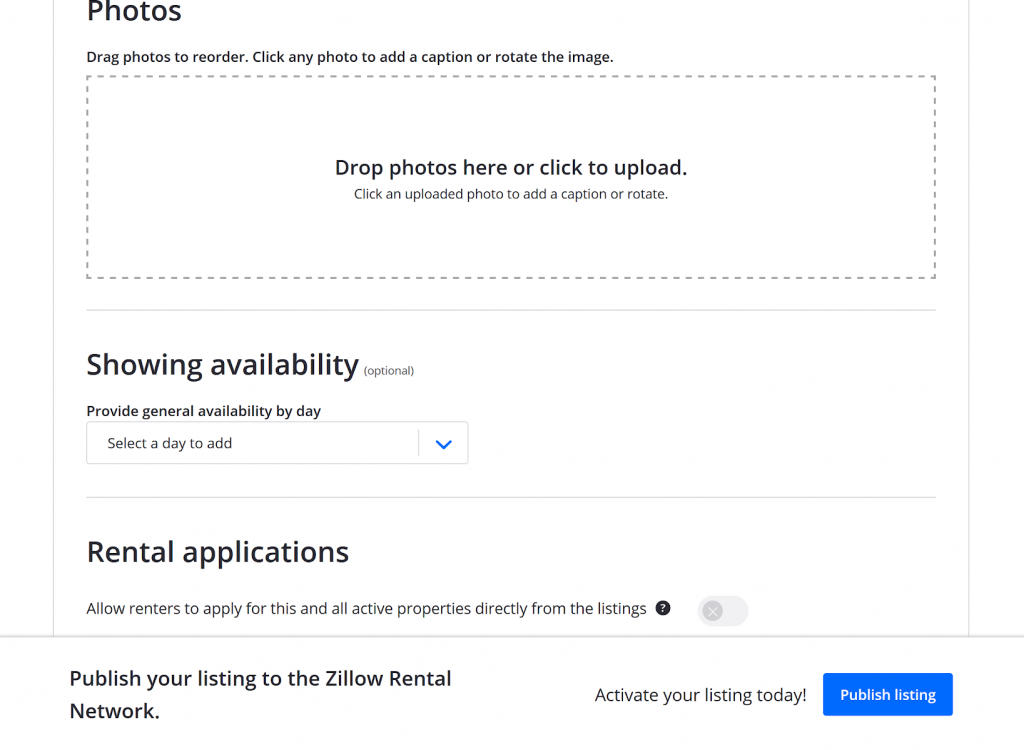 zillow rental manager Uploading Photos form 
