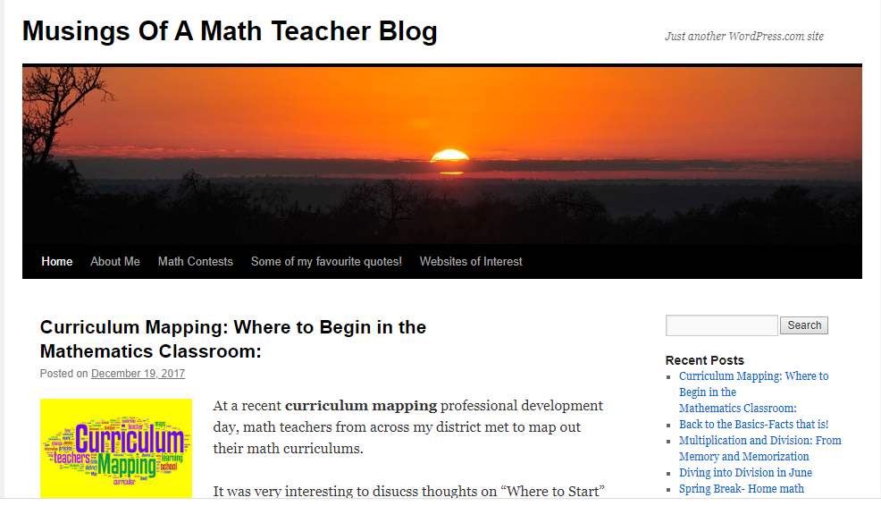 Musings of a Math Teacher - teacher blog