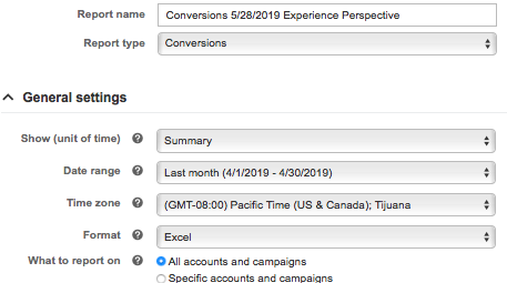 Compilando il modulo delle impostazioni del rapporto di conversione in Microsoft Advertising