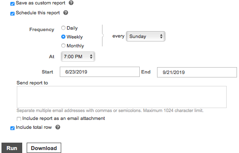 Impostazione del tempo di esecuzione dei report in Microsoft Advertising - dashboard