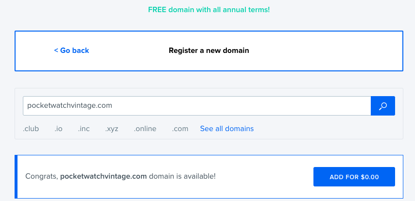 Verifica della disponibilità del nome di dominio scelto