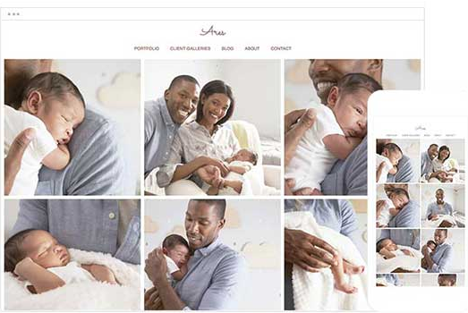 The Aries template on Zenfolio is a popular choice for professional photographers who want to both sell photography services and blog about photography