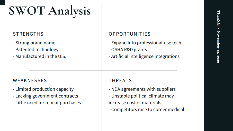 Échantillon d’analyse Swot pour une entreprise technologique