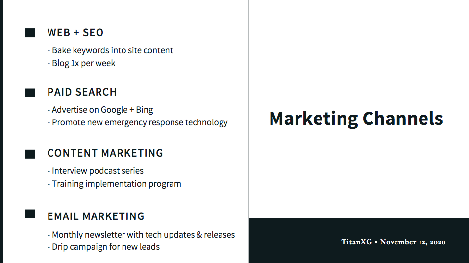 Ejemplo del plan de marketing - Canales de marketing