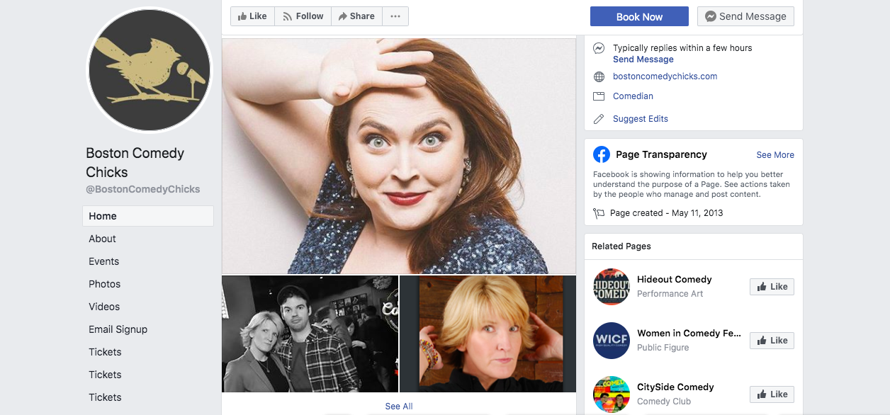 Boston Comedy chick group page sur Facebook