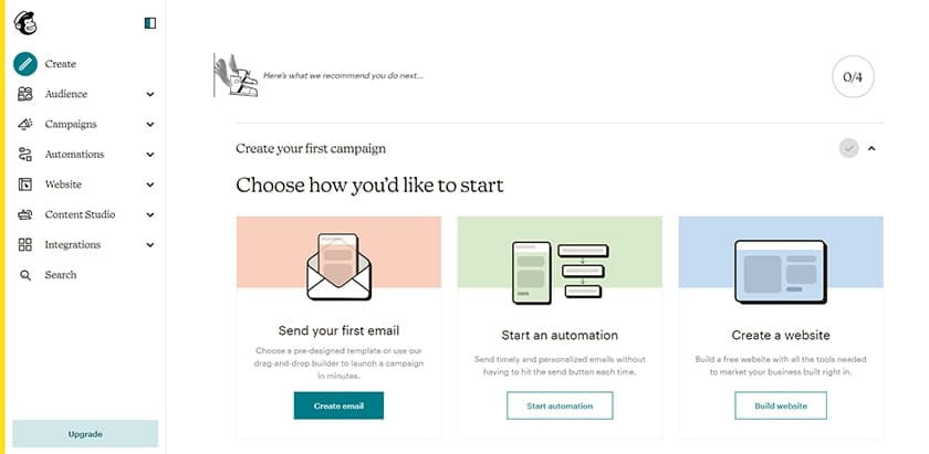Mailchimp campaign for opt-in email marketing.