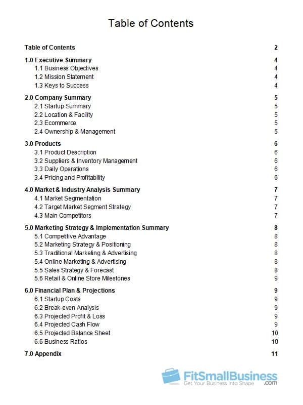 Retail Business Plan Template Free FREE PRINTABLE TEMPLATES