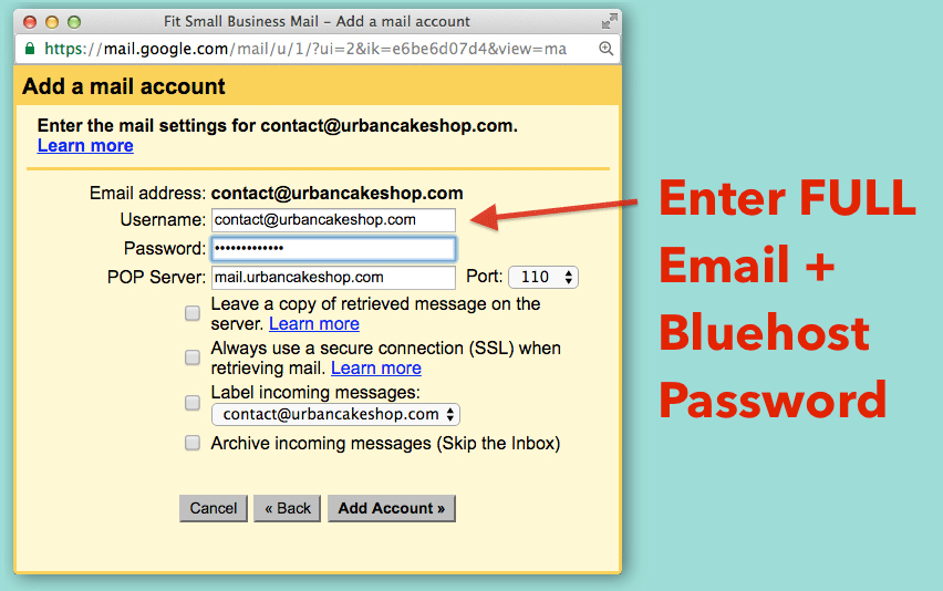 Vincula correo electrónico de Bluehost a Gmail