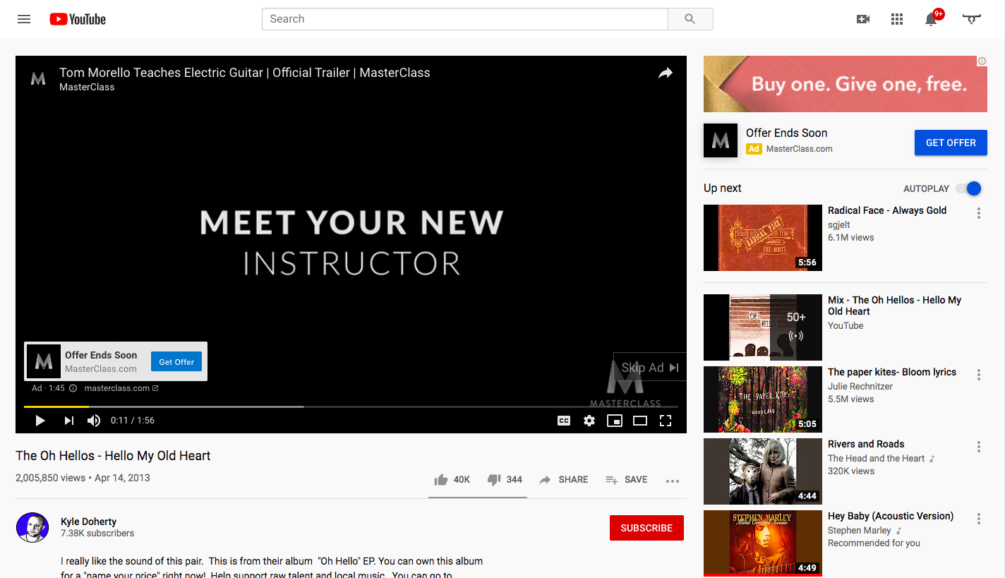 Exemplo de um anúncio no YouTube