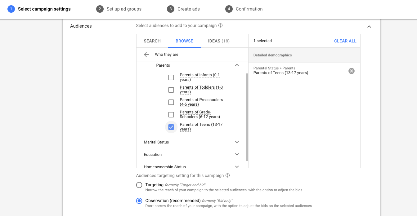 Google Ads Audience Targeting Options
