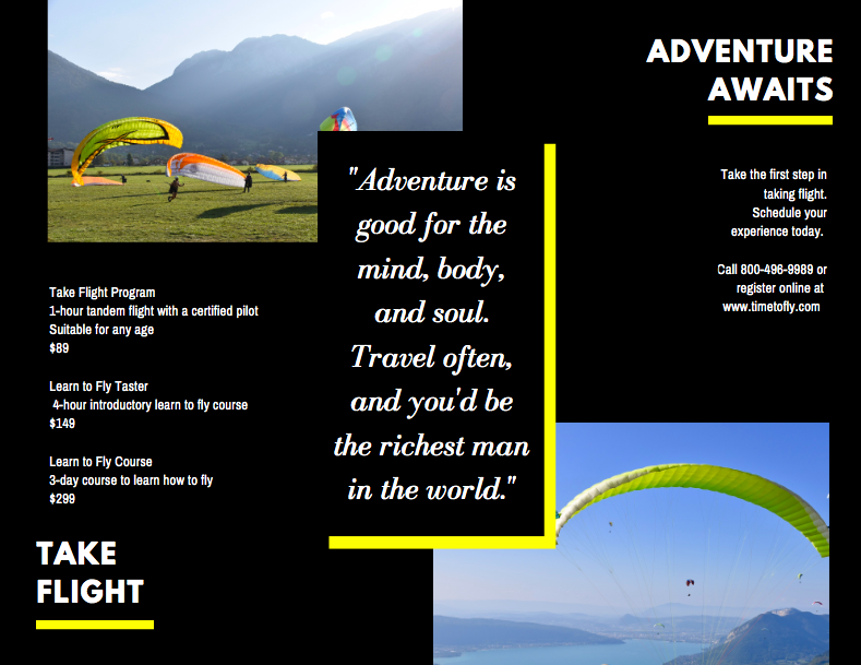 Canva - Adventure Sports Brochure Side 2 Esempio