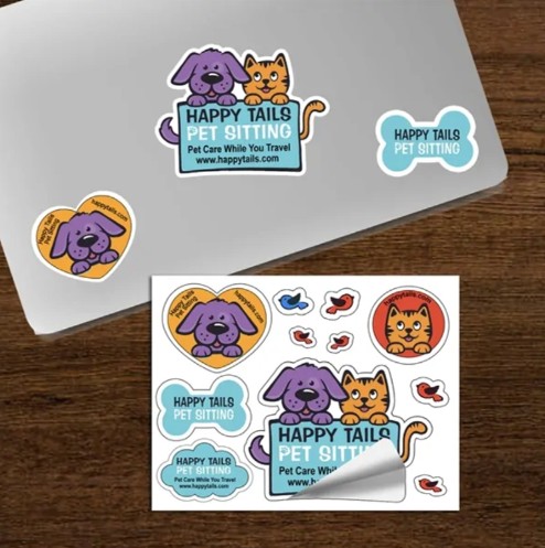 AnyPromo waterproof vinyl or traditional polyester pet stickers