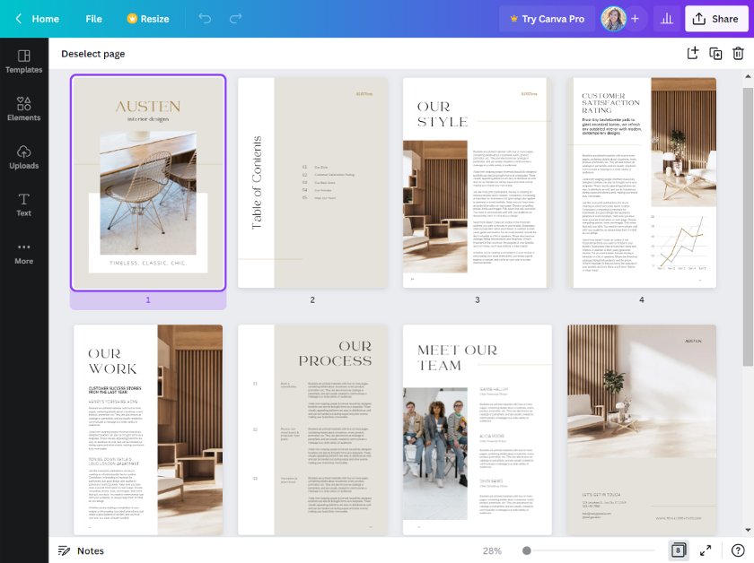Canva easy to design business brochures template.