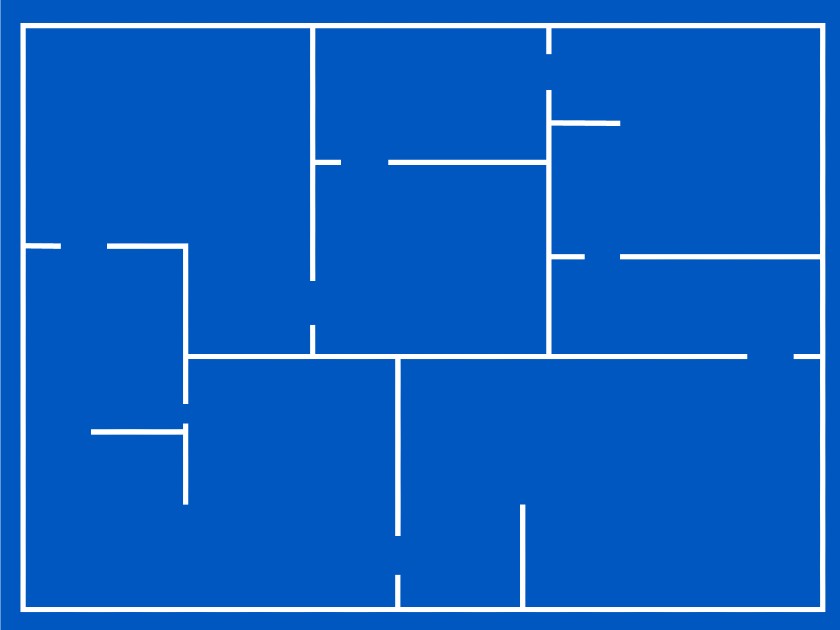 A graphic of a forced path floor plan.