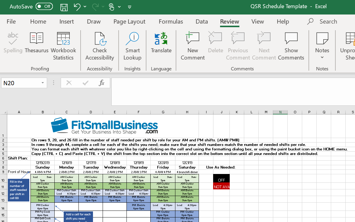 Shift Roster Template from fitsmallbusiness.com