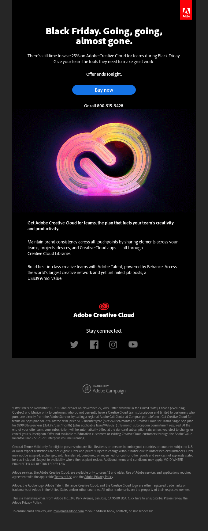 Esempio di e-mail Adobe - Rapporto testo-immagine