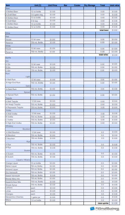 how to do bar liquor inventory in 4 steps free template top excel templates