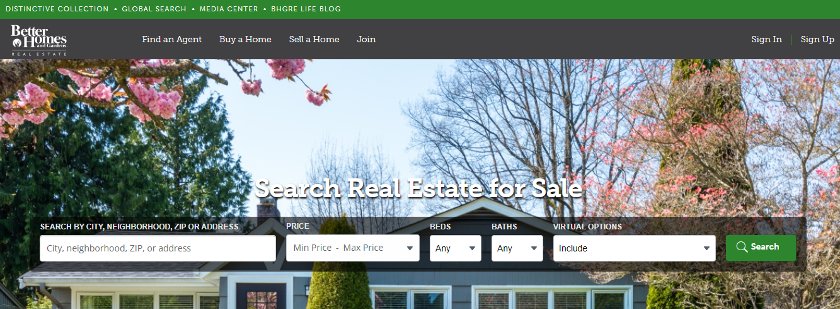 Better homes and garden Real Estate website