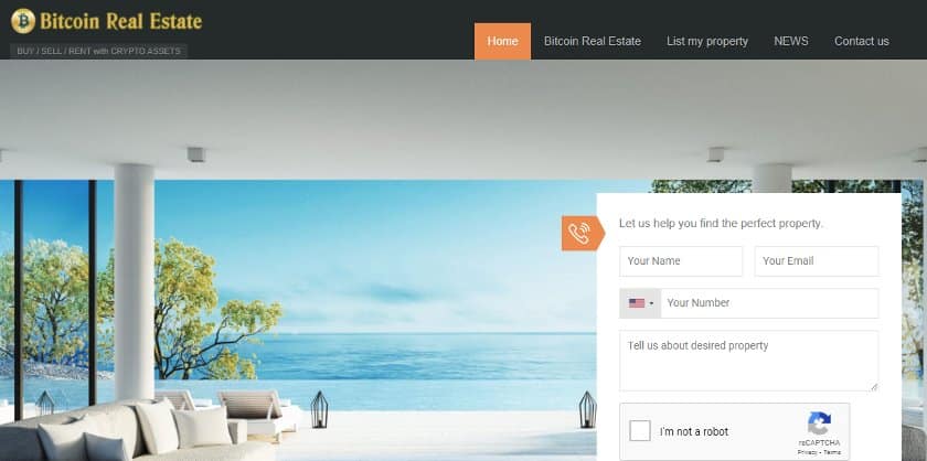 Bitcoin Real Estate website