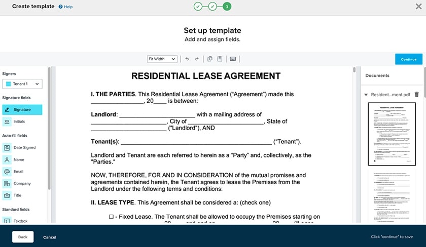 Buildium example of residential lease agreement.