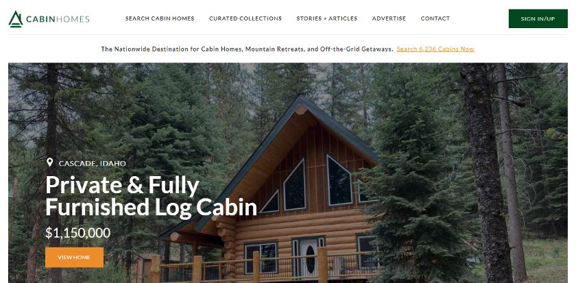 Cabin Homes real estate website