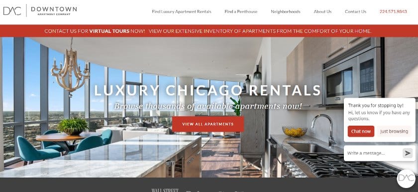 Downtown Apartment Company real estate website