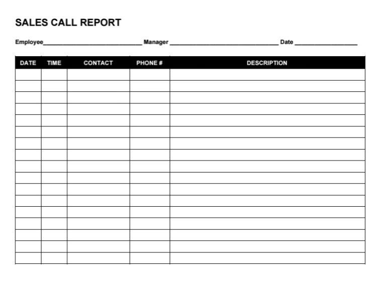 free sales call report template pdf docx auto crm reports project management templates excel