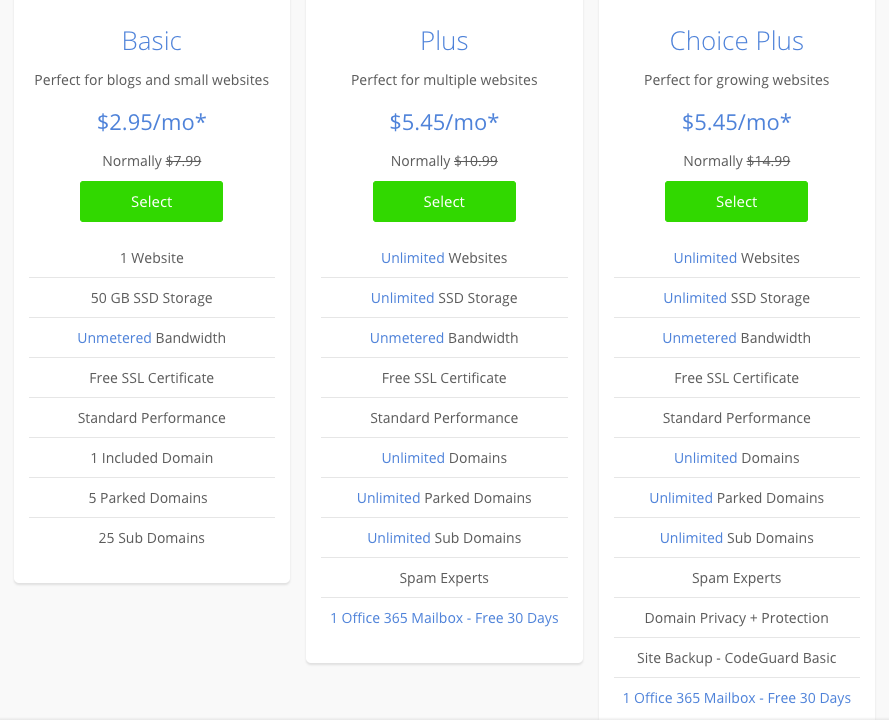 Bluehost Pricing - Shared Web Hosting Plans