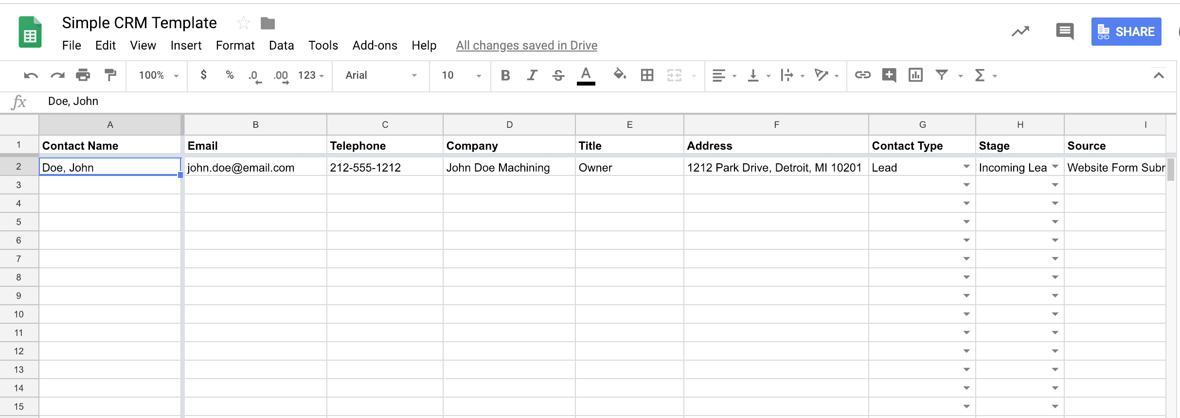 Google Docs Address Book Template