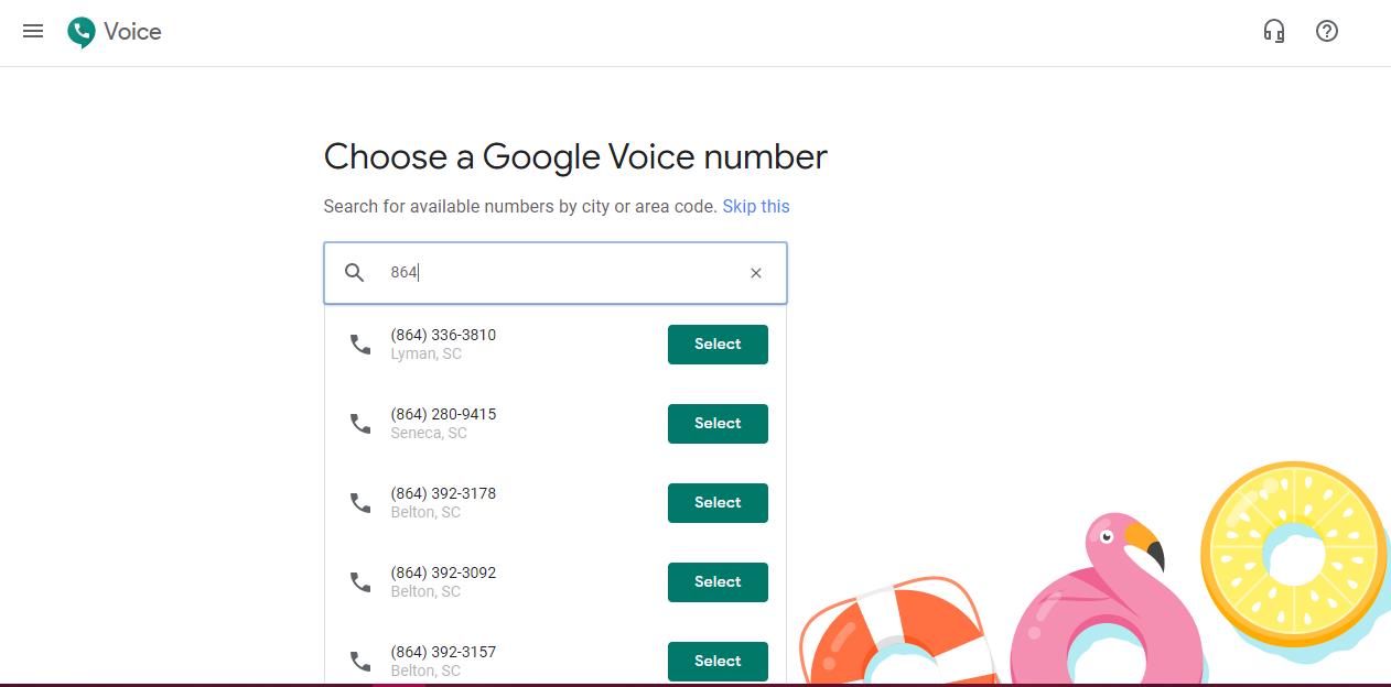 选择一个Google语音号码