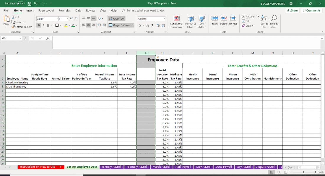 Screenshot of Adding a Column in Employee Data