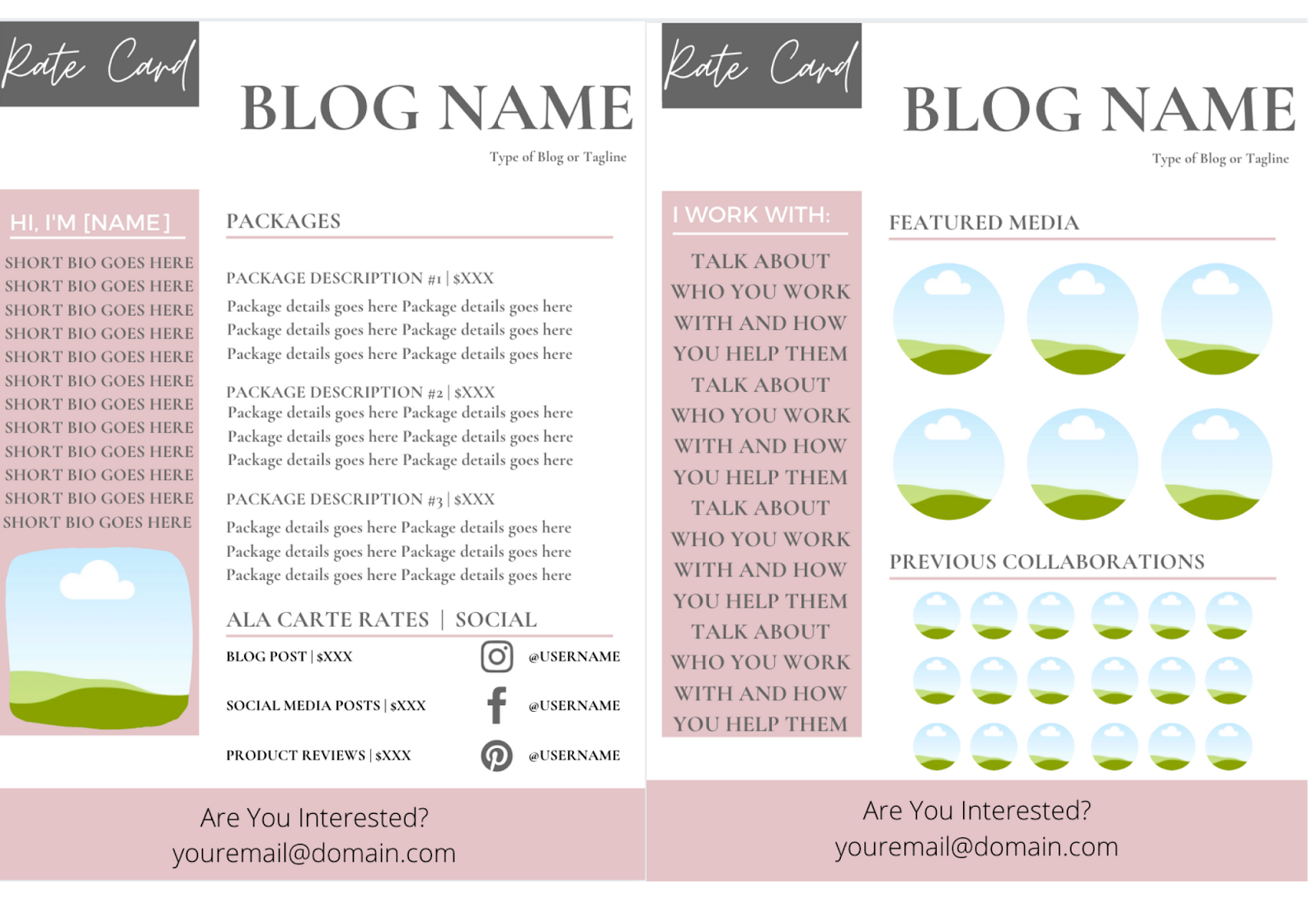 How to Make a Blogger Rate Card + Template Regarding Rate Card Template Word