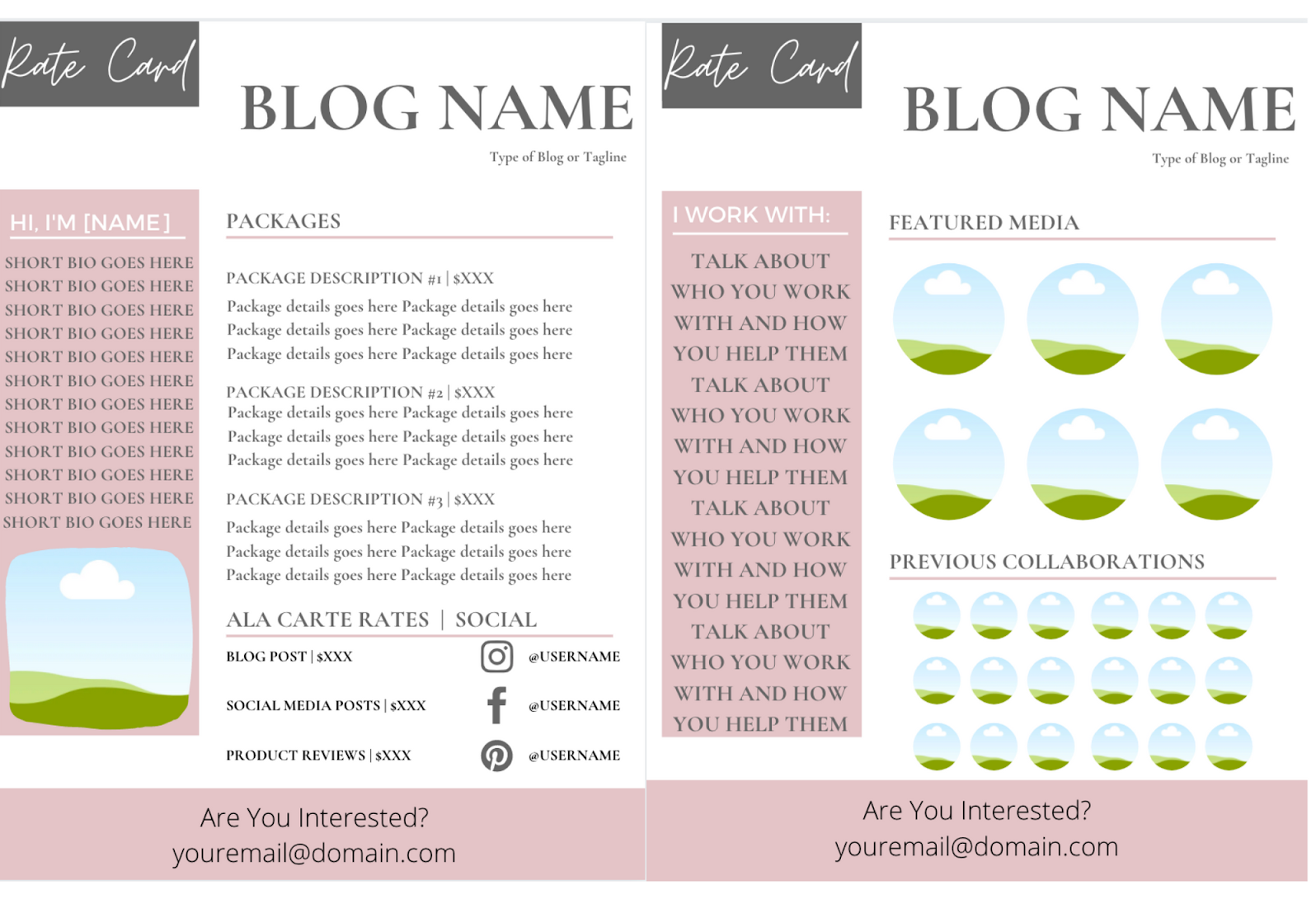 How to Make a Blogger Rate Card + Template Throughout Rate Card Template Word