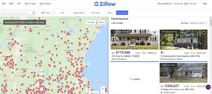 Zillow Hompage