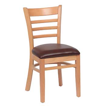 Armless ladderback wooden dining room chair.