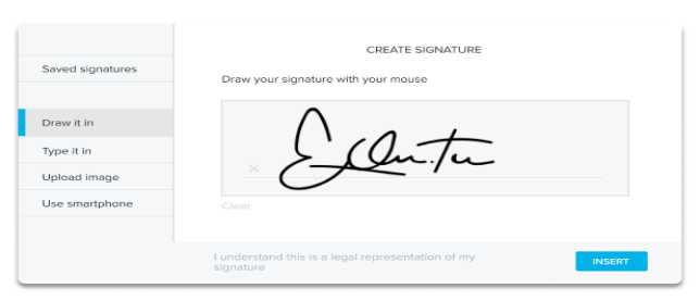 Create a signature in HelloSign.
