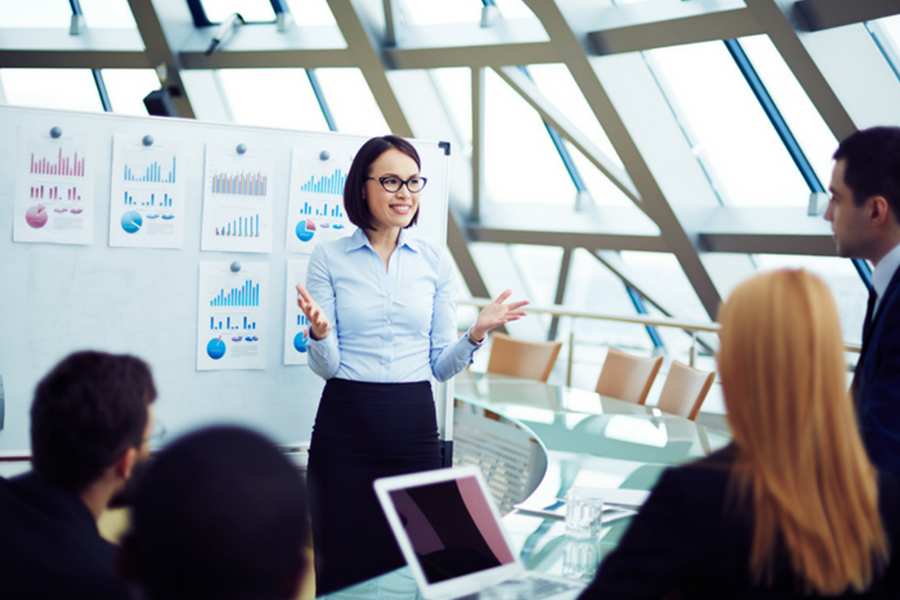 Woman presenting a business proposal