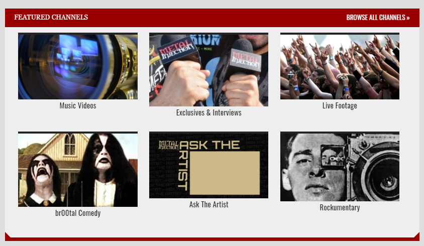 Metal Injection music blog six video categories