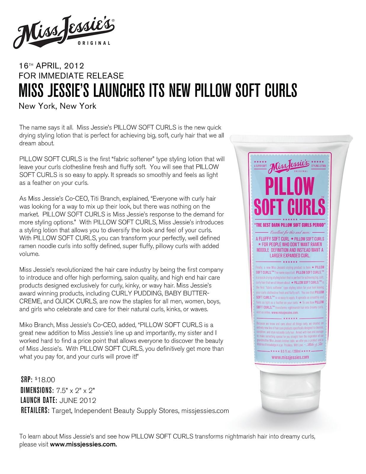 Miss Jessie's Pillow Soft Curls press release