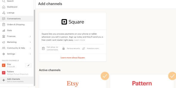 Creating free Square account to accept payments for Etsy.