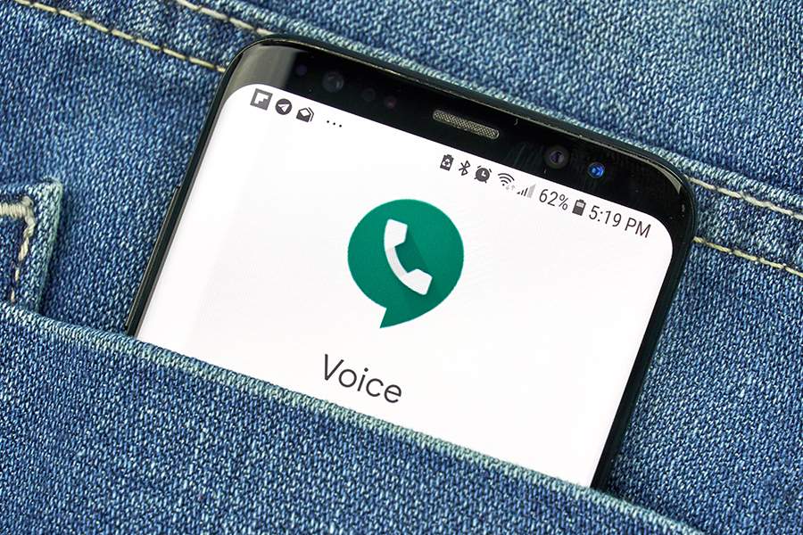 Google Voice on Phone screen.