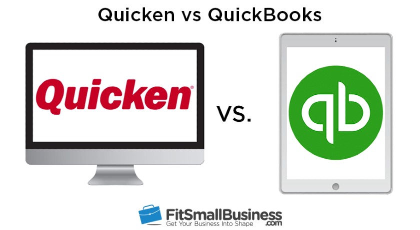 Graphic showing a compariosn of Quicken vs Quickbooks.