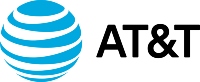 AT&T logo that links to the AT&T in a new tab.