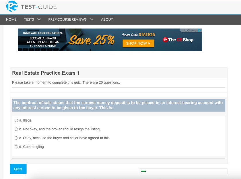 Test-Guide provides five different real estate practice exams.