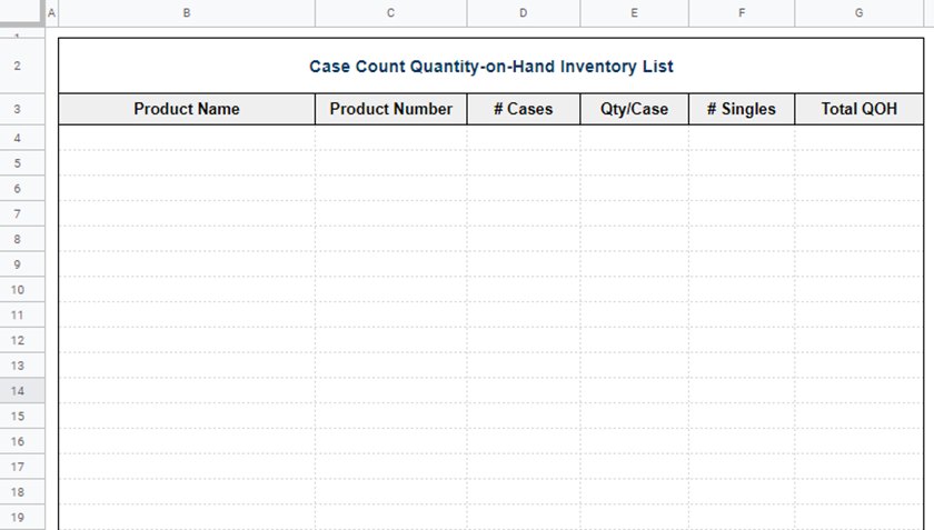 Physical Inventory Count Sheet Excel MS Excel Templates