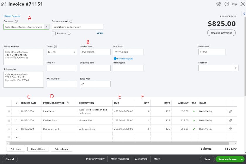 create invoice template in quickbooks