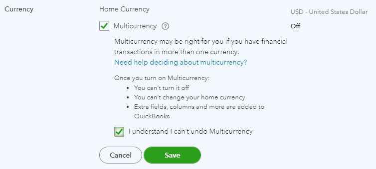 change currency in quickbooks estimates