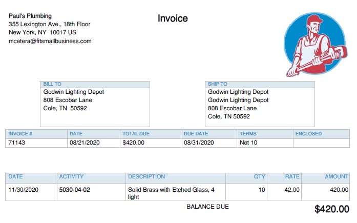 difference between bill and invoice in quickbooks