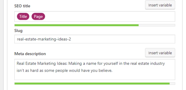 SEO title slug and meta description setup on the Yoast SEO WordPress plugin