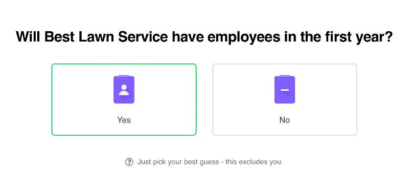 Screenshot Will The Business Have Employees in the First Year